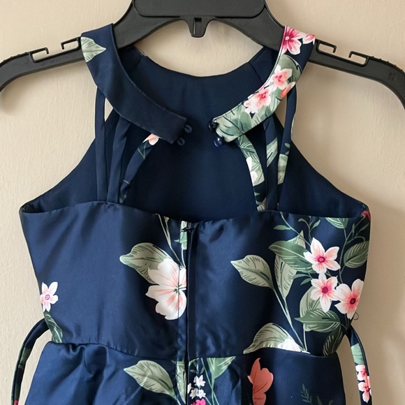 Navy floral high-lo dress - Picture 4 of 5